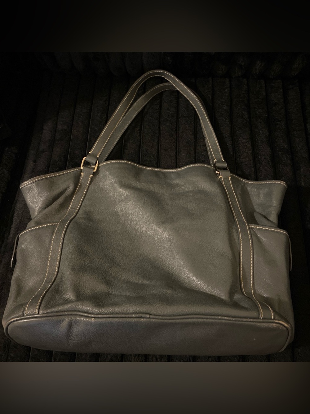 Dooney & Bourke Black Leather Tote with Pink Interior - Picture 3 of 6